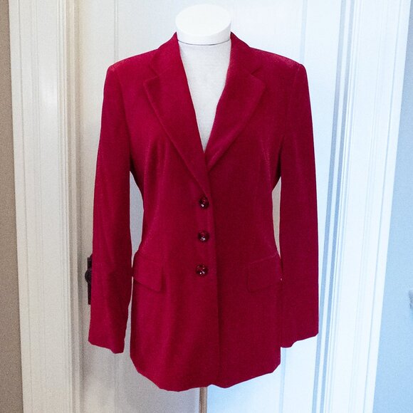 Escada Jackets & Blazers - Vintage Escada Black Label Red Velvet Blazer